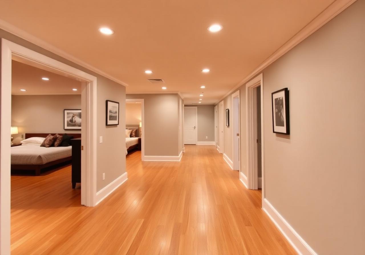 Bright finished basement living space