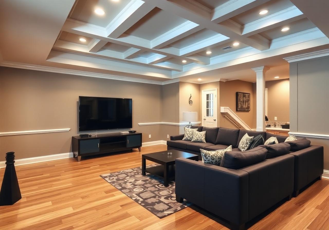 Modern basement family room